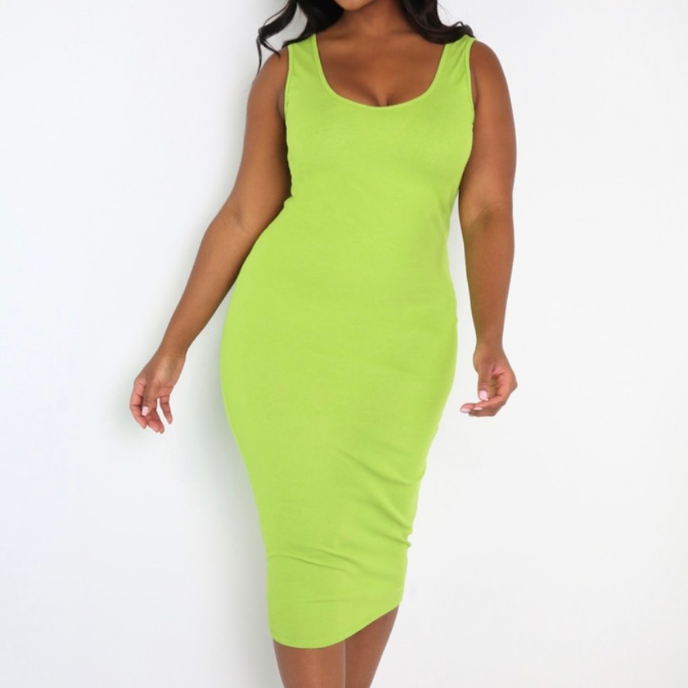 NWT Neon green tank bodycon dress!